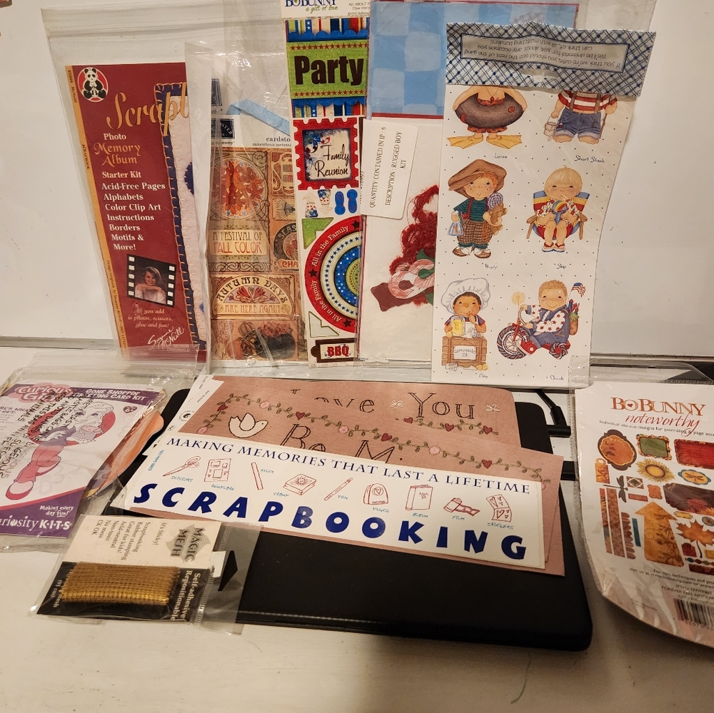 Scrapbooking vintage miscellaneous stickers, cut outs and borders.